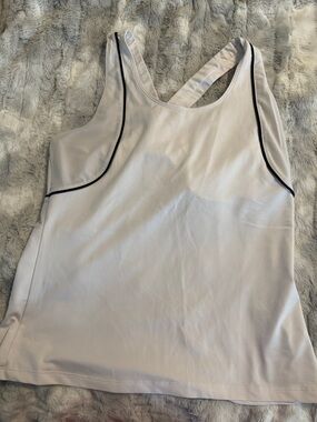 be inspired White Racerback Tank with Black Piping
